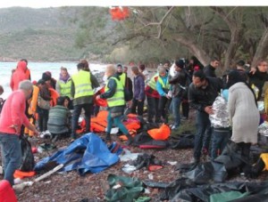 Refugees arriving in Greece